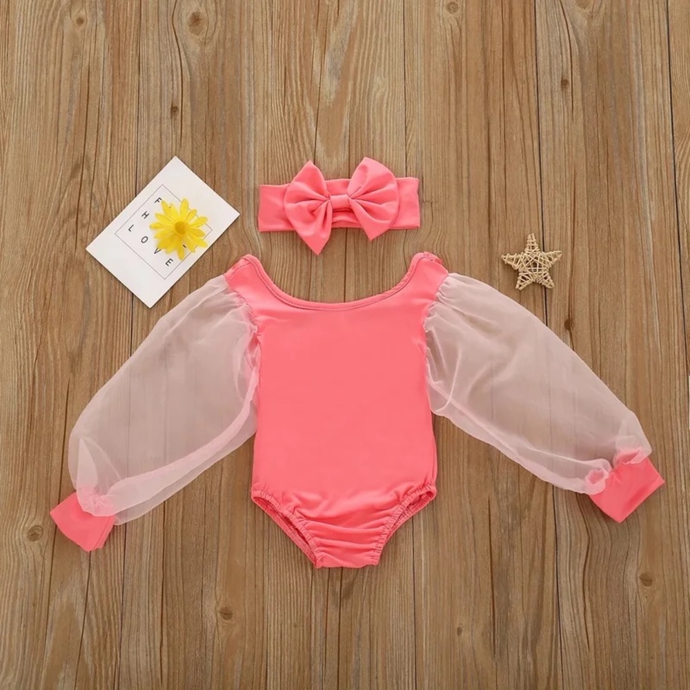 ROMPER  PUFF ARMS BODYSUIT headband onesie